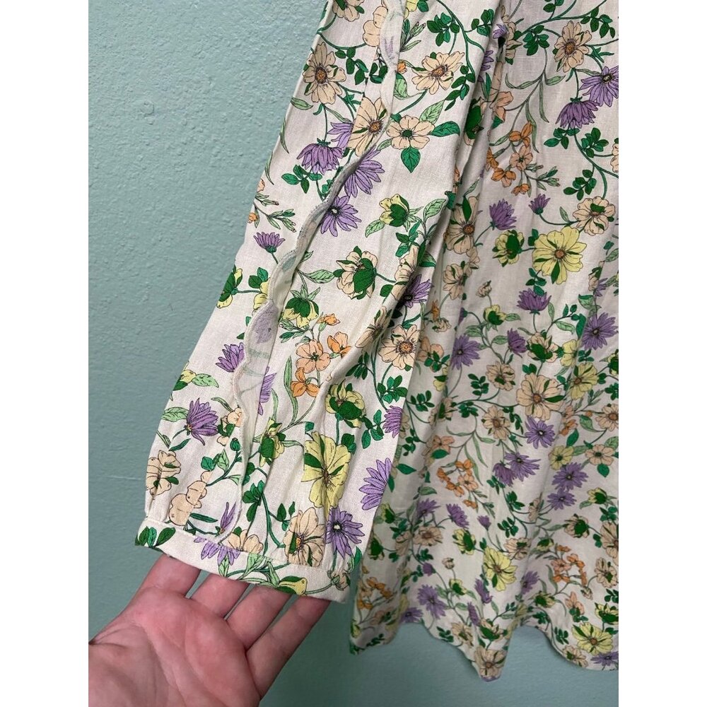 NWT Loft Women's Floral Linen Blend Long Sleeve Shift‎ Dress Size 14 - Picture 4 of 11